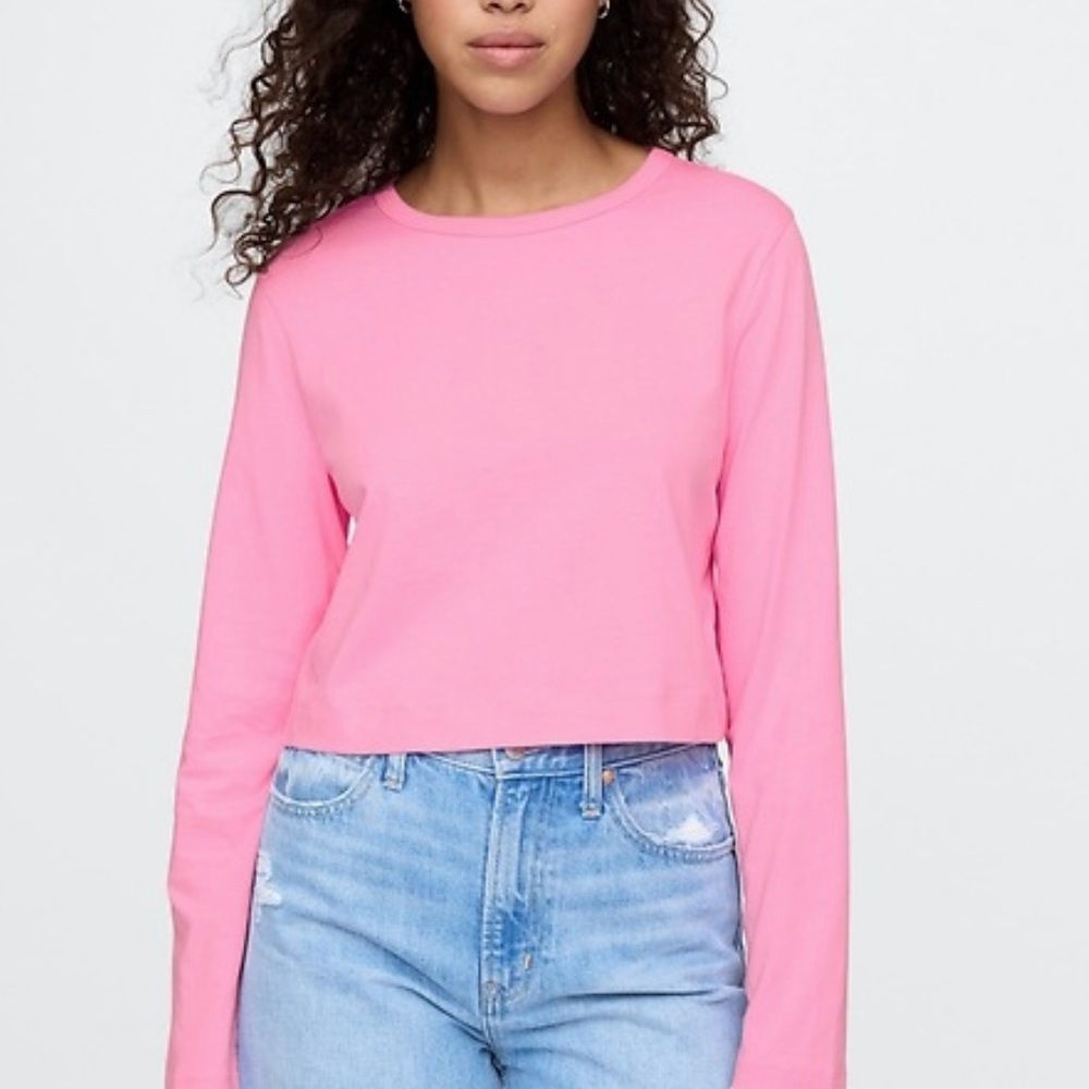 GAP Bubblegum Pink Cropped Tee Sz XL